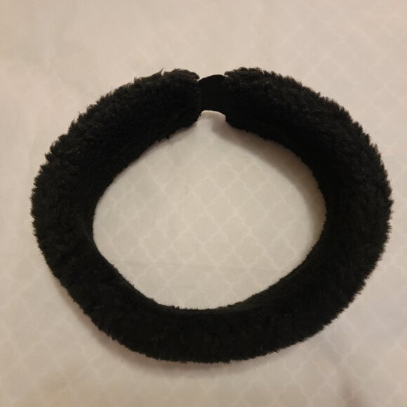 Black Sheepskin Headband Reversible 100% Shearling Winter Hat Women Size OS - Picture 4 of 6